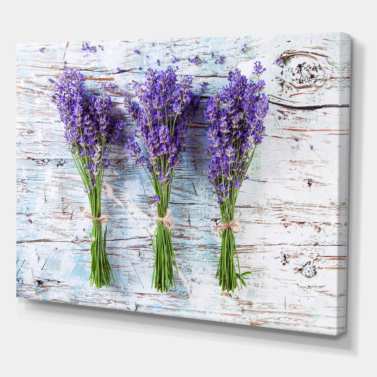 Designart - Fresh Lavender On Wood - Farmhouse Canvas Wall Art Print